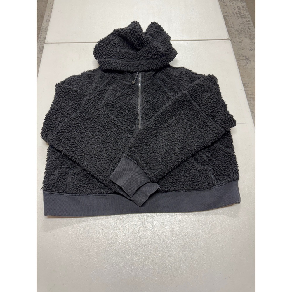 LULULEMON SCUBA OVERSIZED SHERPA 1/2 ZIP WOMENS BLACK HOODIE SIZE M/L